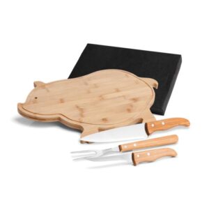 Kit Cozinha em Bambu Personalizado - MMB-40123 para Brindes de Eventos e Feiras da Zen Brindes.
