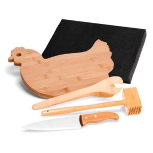 Kit Cozinha em Bambu Personalizado - MMB-41303 para Brindes de Eventos e Feiras da Zen Brindes.