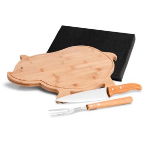 Kit Cozinha em Bambu e Inox Personalizado - MMB-40063 para Brindes de Eventos e Feiras da Zen Brindes.