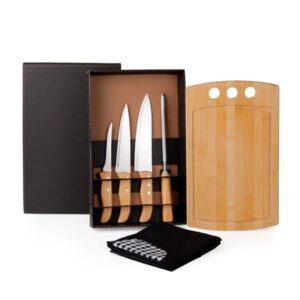 Kit Cozinha em Bambu e Inox Personalizado - MME-21853 para Brindes de Eventos e Feiras da Zen Brindes.