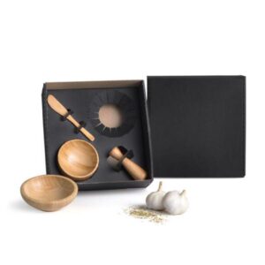 Kit Cumbuca e Amassador de Temperos Personalizado - MKT-90283 para Brindes de Eventos e Feiras da Zen Brindes.