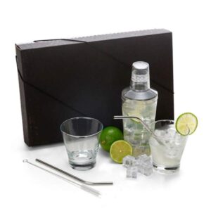 Kit Drinks com Coqueteleira 6 Peças Personalizado - MKT-90172 para Brindes de Eventos e Feiras da Zen Brindes.