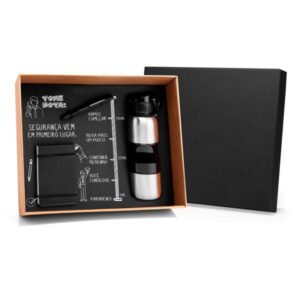 Kit Escritório Personalizado com Squeeze e Caneta - MKT-90065 para Brindes de Eventos e Feiras da Zen Brindes.