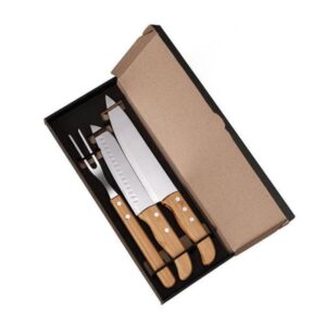Kit Faca 8" Personalizado Faca Santoku e Garfo 3 Peças - MKF-02843 para Brindes de Eventos e Feiras da Zen Brindes.