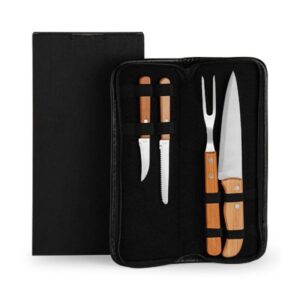Kit Facas Inox e Bambu Personalizado - MPB-00043 para Brindes de Eventos e Feiras da Zen Brindes.