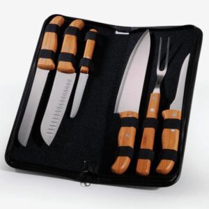 Kit Facas e Garfo Personalizado com Estojo Frankfurt 7 Peças - MPB-00273 para Brindes de Eventos e Feiras da Zen Brindes.