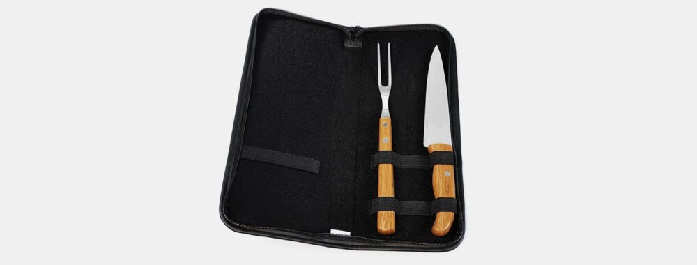 Kit Garfo Faca Inox Bambu Personalizado - MPB-11113 para Brindes de Eventos e Feiras da Zen Brindes.