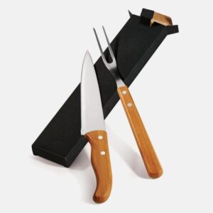 Kit Garfo e Faca 7" em Bambu Personalizado - MKF-90403 para Brindes de Eventos e Feiras da Zen Brindes.