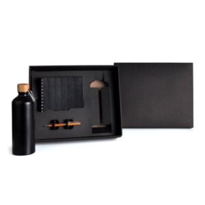 Kit Garrafa Caderno e Caneta Personalizado - MKT-90285 para Brindes de Eventos e Feiras da Zen Brindes.