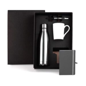 Kit Garrafa com Acessórios 4 Peças Personalizado - MKT-9048Q para Brindes de Eventos e Feiras da Zen Brindes.