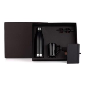 Kit Garrafa e Acessórios 4 Peças Personalizado - MKT-9042A para Brindes de Eventos e Feiras da Zen Brindes.