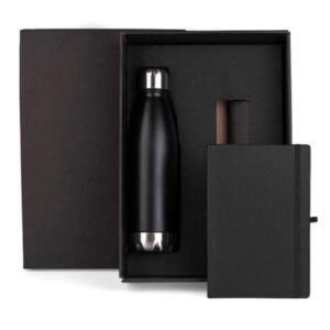 Kit Garrafa e Caderneta Personalizado - MKT-9047W para Brindes de Eventos e Feiras da Zen Brindes.