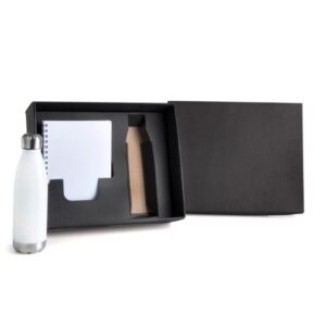 Kit Garrafa e Caderno Personalizado para Eventos - MKT-90287 para Brindes de Eventos e Feiras da Zen Brindes.