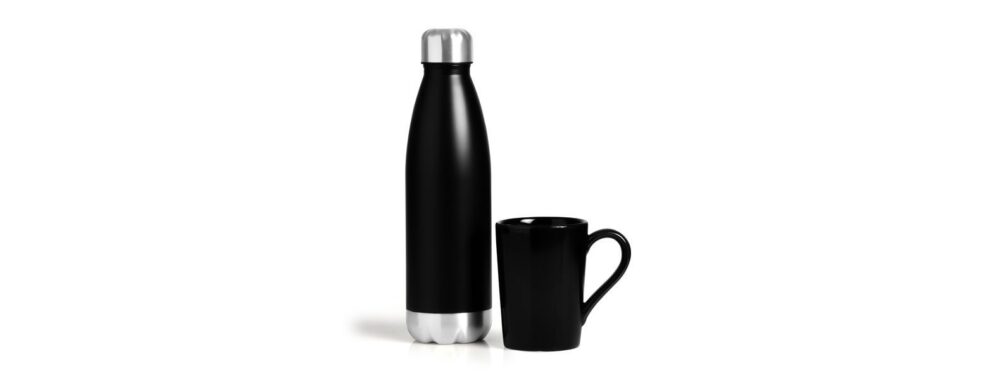 Kit Garrafa e Caneca 2 Peças Personalizado - MKT-90291 para Brindes de Eventos e Feiras da Zen Brindes.