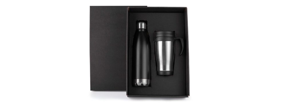 Kit Garrafa e Caneca 2 Peças Personalizado - MKT-9040U para Brindes de Eventos e Feiras da Zen Brindes.