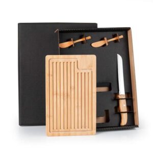 Kit Migalheira Personalizado com Faca e Espátulas - MKT-90205 para Brindes de Eventos e Feiras da Zen Brindes.