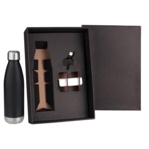 Kit Personalizado Garrafa e Carregador Portátil 2 Peças - MKT-9046U para Brindes de Eventos e Feiras da Zen Brindes.