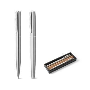 Kit Personalizado de Roller e Caneta Inoxidável - S51781 para Brindes de Eventos e Feiras da Zen Brindes.