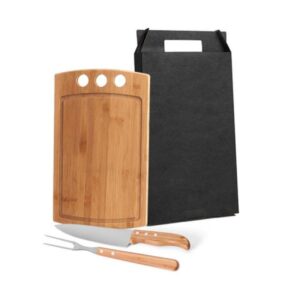 Kit Personalizado para Churrasco em Bambu e Inox - MMB-21093 para Brindes de Eventos e Feiras da Zen Brindes.