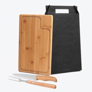 Kit Personalizado para Churrasco em Bambu e Inox Texas - MMB-04063 para Brindes de Eventos e Feiras da Zen Brindes.