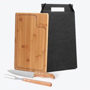 Kit Personalizado para Churrasco em Bambu e Inox Texas - MMB-04093 para Brindes de Eventos e Feiras da Zen Brindes.