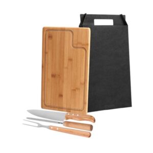 Kit Personalizado para Churrasco em Bambu e Inox Texas - MMB-04103 para Brindes de Eventos e Feiras da Zen Brindes.
