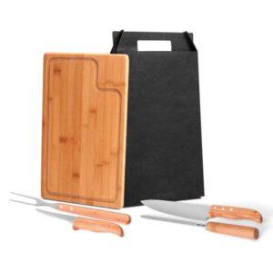 Kit Personalizado para Churrasco em Bambu e Inox Texas - MMB-04183 para Brindes de Eventos e Feiras da Zen Brindes.