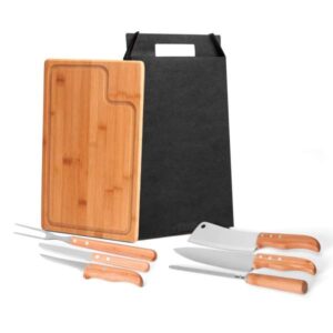 Kit Personalizado para Churrasco em Bambu e Inox Texas - MMB-04553 para Brindes de Eventos e Feiras da Zen Brindes.