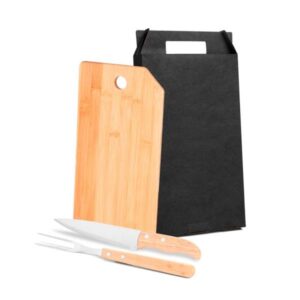 Kit Personalizado para Cozinha em Bambu e Inox 3 Peças - MMX-20066 para Brindes de Eventos e Feiras da Zen Brindes.
