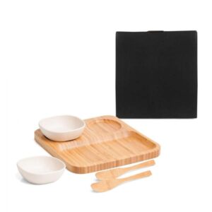 Kit Personalizado para Petiscos e Patês em Bambu - MPD-00573 para Brindes de Eventos e Feiras da Zen Brindes.