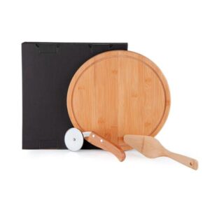 Kit Personalizado para Pizza em Bambu Napoli 30 Cm - MPD-11133 para Brindes de Eventos e Feiras da Zen Brindes.