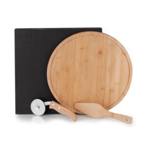 Kit Personalizado para Pizza em Bambu Napoli 35 Cm - MPD-10133 para Brindes de Eventos e Feiras da Zen Brindes.