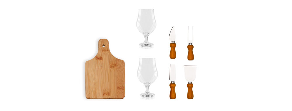 Kit Personalizado para Queijo e Cerveja 7 Peças - MKT-90201 para Brindes de Eventos e Feiras da Zen Brindes.