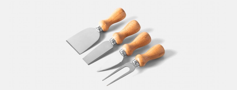 Kit Personalizado para Queijo e Faca Santoku 5 Peças - MPD-00963 para Brindes de Eventos e Feiras da Zen Brindes.