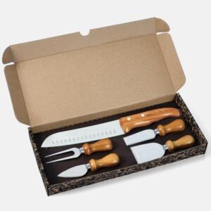 Kit Personalizado para Queijo e Faca Santoku 5 Peças - MPD-00963 para Brindes de Eventos e Feiras da Zen Brindes.