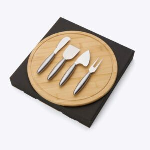 Kit Personalizado para Queijo em Bambu e Inox - MPD-11093 para Brindes de Eventos e Feiras da Zen Brindes.