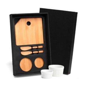 Kit Petisco Personalizado com Tábua e Ramekins 5 Peças - MKT-90120 para Brindes de Eventos e Feiras da Zen Brindes.
