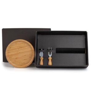 Kit Petisco e Queijo 3 Peças Personalizado - MKT-90249 para Brindes de Eventos e Feiras da Zen Brindes.