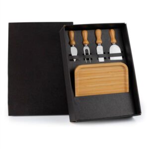Kit Petisco e Queijo 5 Peças Personalizado - MKT-90246 para Brindes de Eventos e Feiras da Zen Brindes.