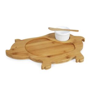 Kit Petisco em Bambu e Porcelana Personalizado - MPD-40333 para Brindes de Eventos e Feiras da Zen Brindes.