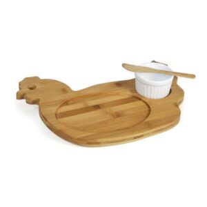 Kit Petisco em Bambu e Porcelana Personalizado - MPD-41333 para Brindes de Eventos e Feiras da Zen Brindes.