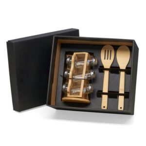 Kit Porta Condimentos e Colheres Personalizado - MKT-9024M para Brindes de Eventos e Feiras da Zen Brindes.