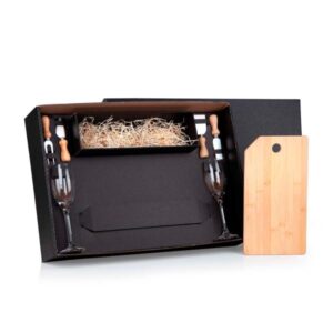 Kit Queijo e Champagne 7 Peças Personalizado - MKT-90197 para Brindes de Eventos e Feiras da Zen Brindes.