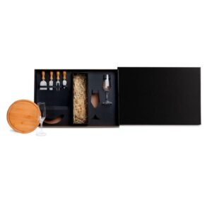 Kit Queijo e Champagne Personalizado 7 Peças - MKT-90341 para Brindes de Eventos e Feiras da Zen Brindes.
