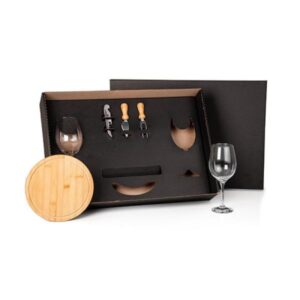 Kit Queijo e Vinho 6 Peças Personalizado - MKT-90207 para Brindes de Eventos e Feiras da Zen Brindes.