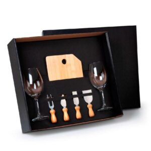 Kit Queijo e Vinho 7 Peças Personalizado - MKT-9032Q para Brindes de Eventos e Feiras da Zen Brindes.