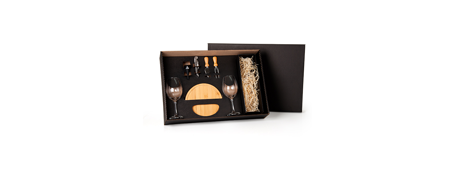 Kit Queijo e Vinho Personalizado 7 Peças - MKT-90208 para Brindes de Eventos e Feiras da Zen Brindes.