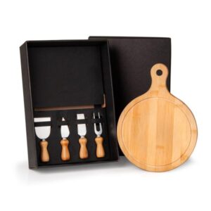 Kit Queijo em Bambu e Madeira Personalizado - MKT-90100 para Brindes de Eventos e Feiras da Zen Brindes.