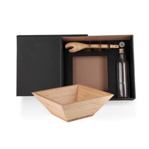 Kit Salada Personalizado com Garrafa Bambu e Vidro - MKT-90168 para Brindes de Eventos e Feiras da Zen Brindes.