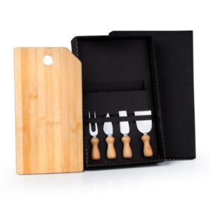 Kit Tábua e Utensílios para Queijo Personalizado - MKT-9032P para Brindes de Eventos e Feiras da Zen Brindes.